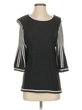 Ann Taylor Black Knit Top with White Stripe Detail